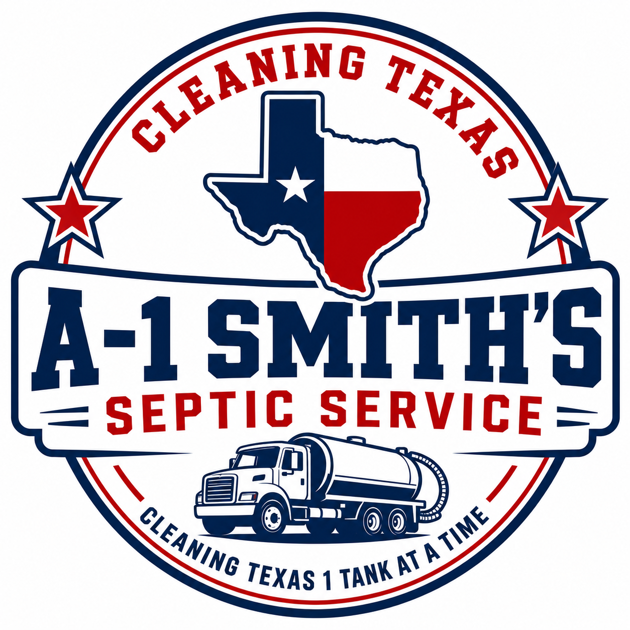 A-1 Smith's Septic Service logo - Cleaning Texas 1 Tank at a Time - Huntsville TX septic pumping company